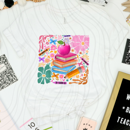 Back To School Floral Transfer