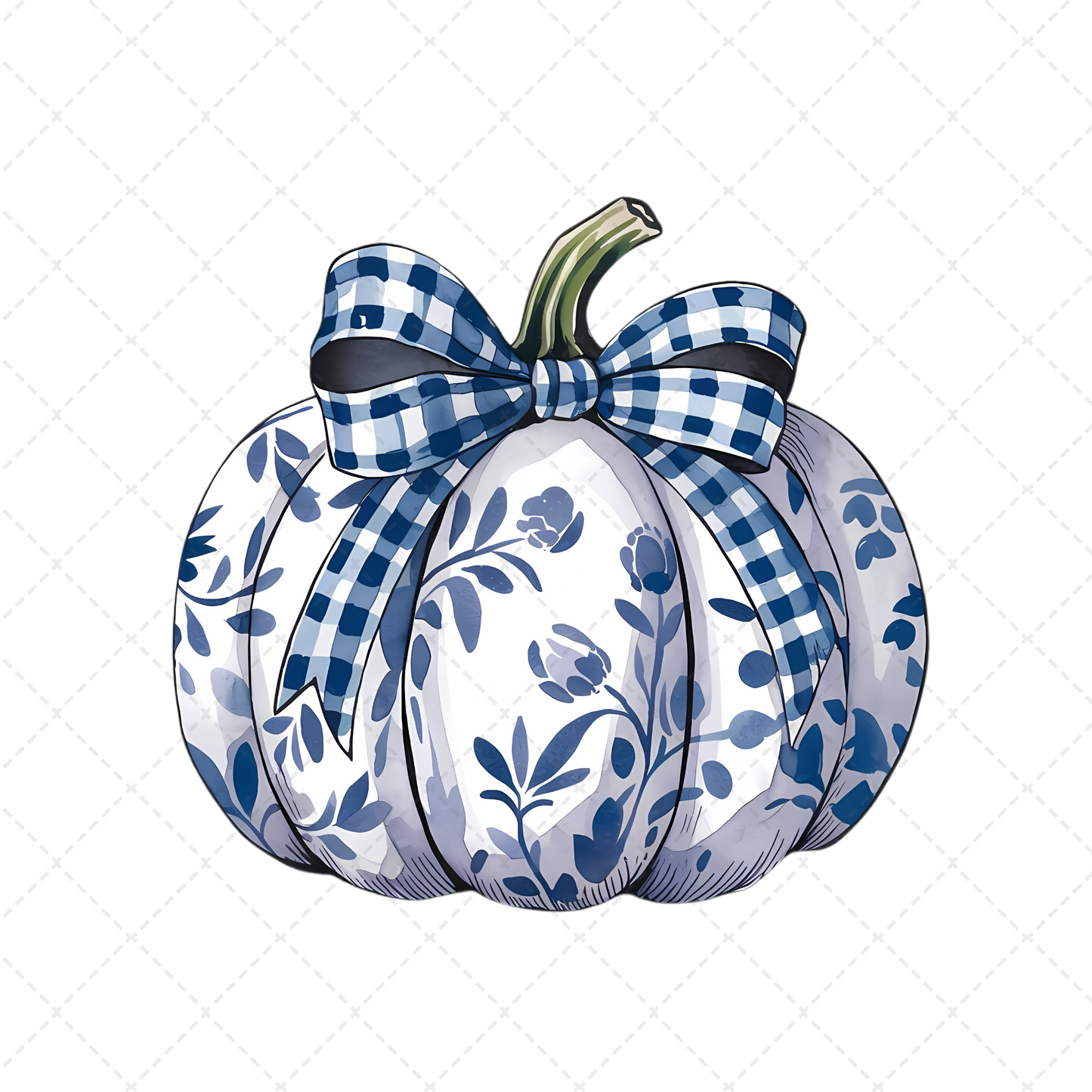 Plaid Coquette Blue Pumpkin Transfer