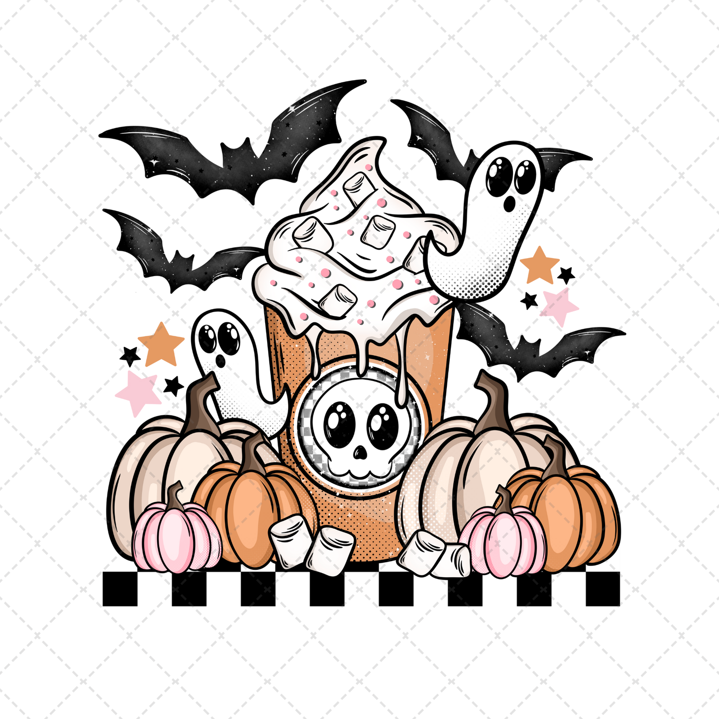 Cute Spooky Coffee ** TWO PART* SOLD SEPARATELY** Transfer