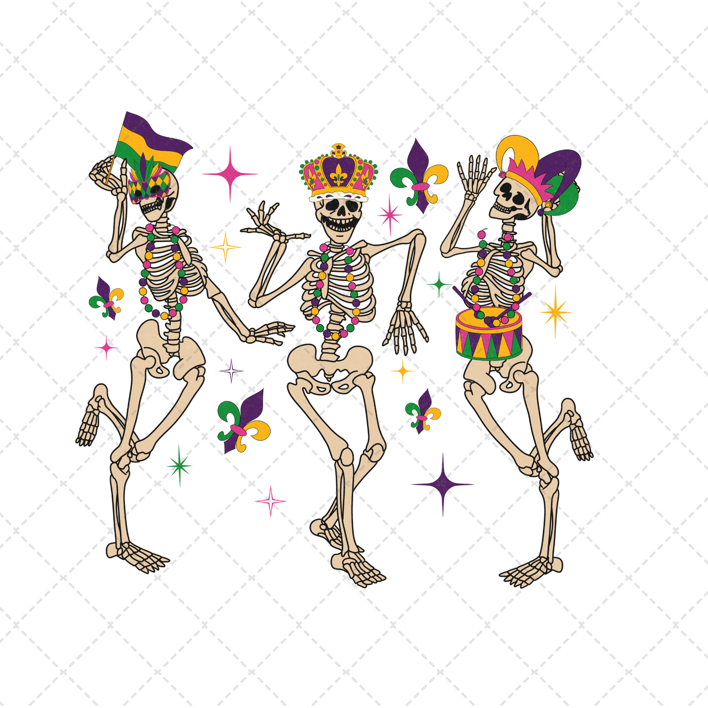 Mardi Gras Skelly Transfer