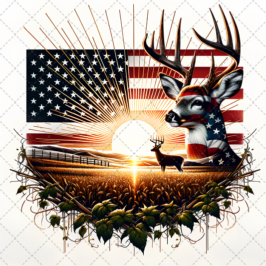 Patriotic Deer Tumbler Wrap - Sublimation Transfer