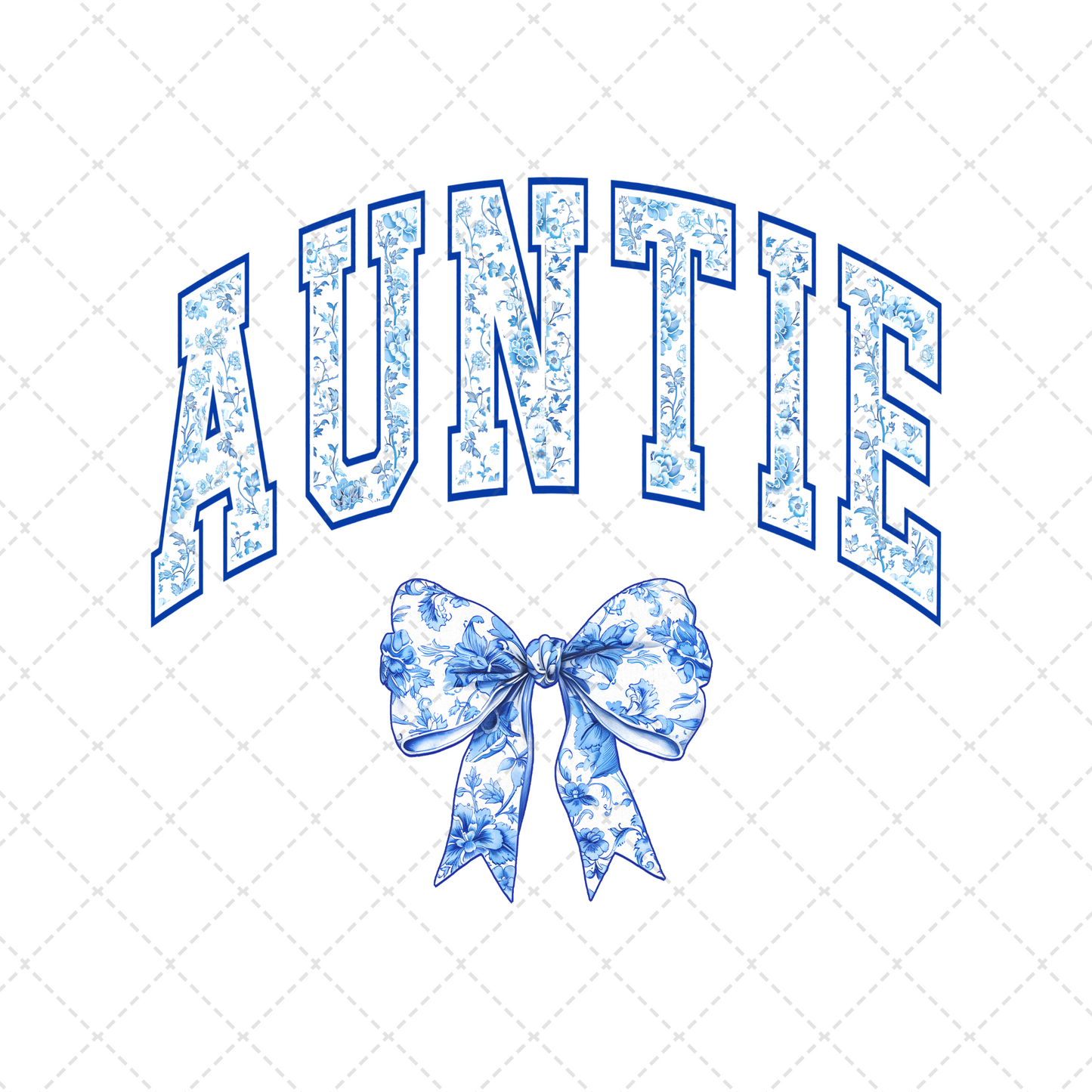 Auntie Blue Floral Transfer