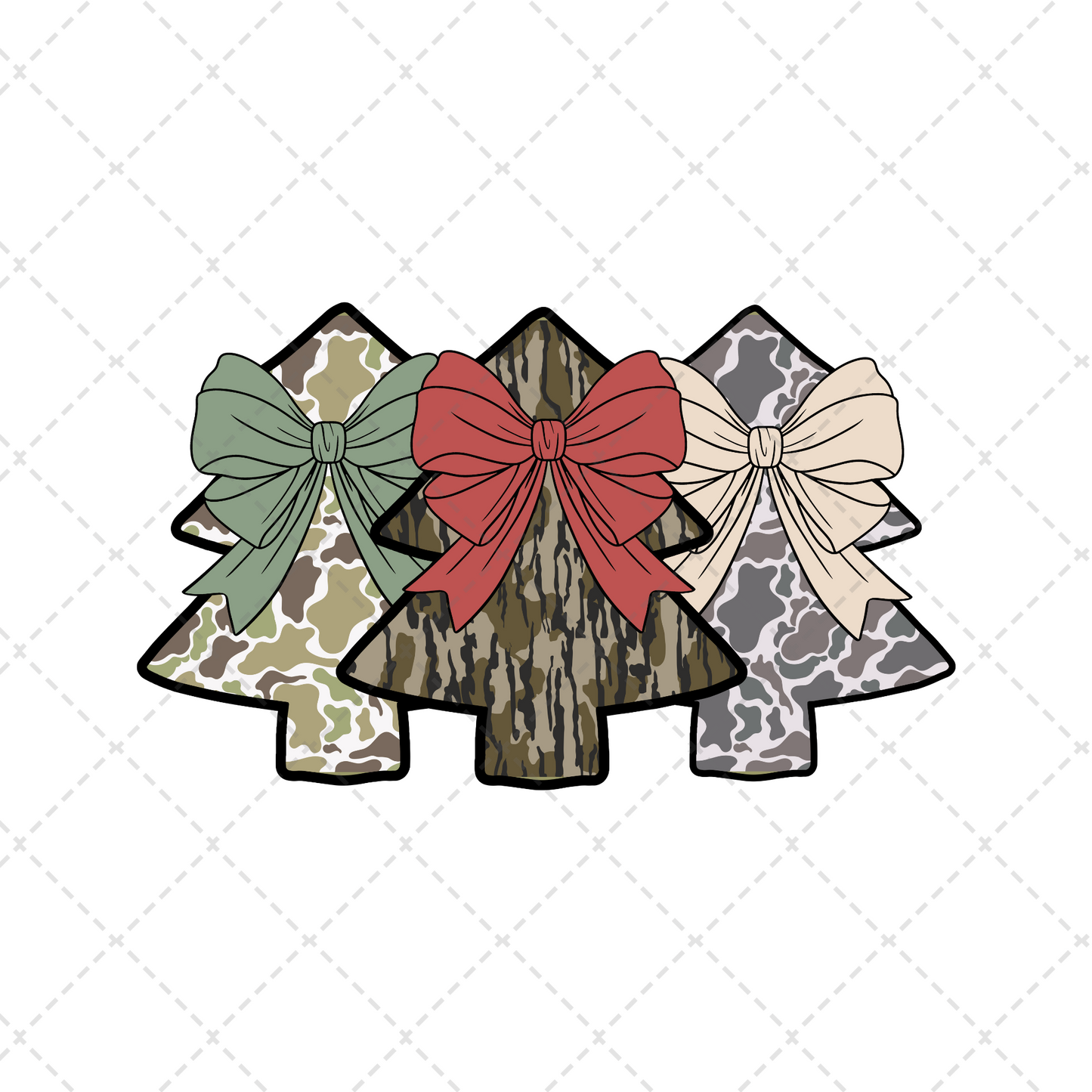 Camo Christmas Tree Trio Transfer