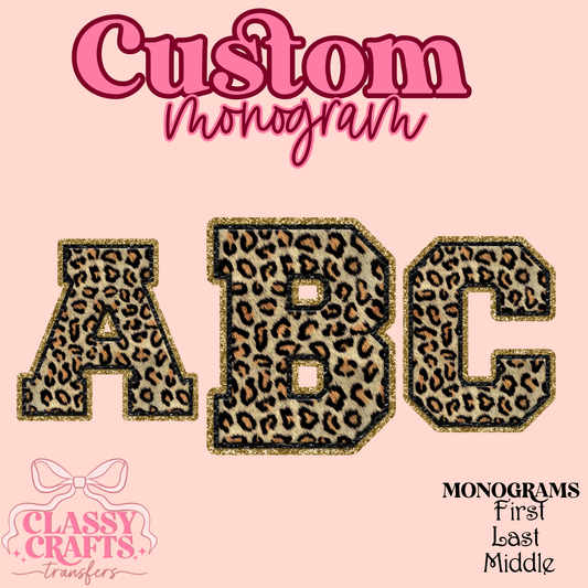 Leopard Print Faux - Custom Monogram Transfer