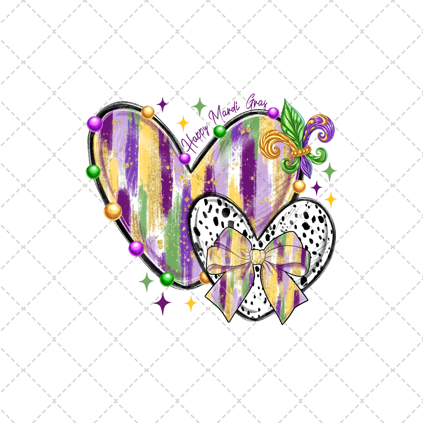 Mardi Gras Heart Transfer