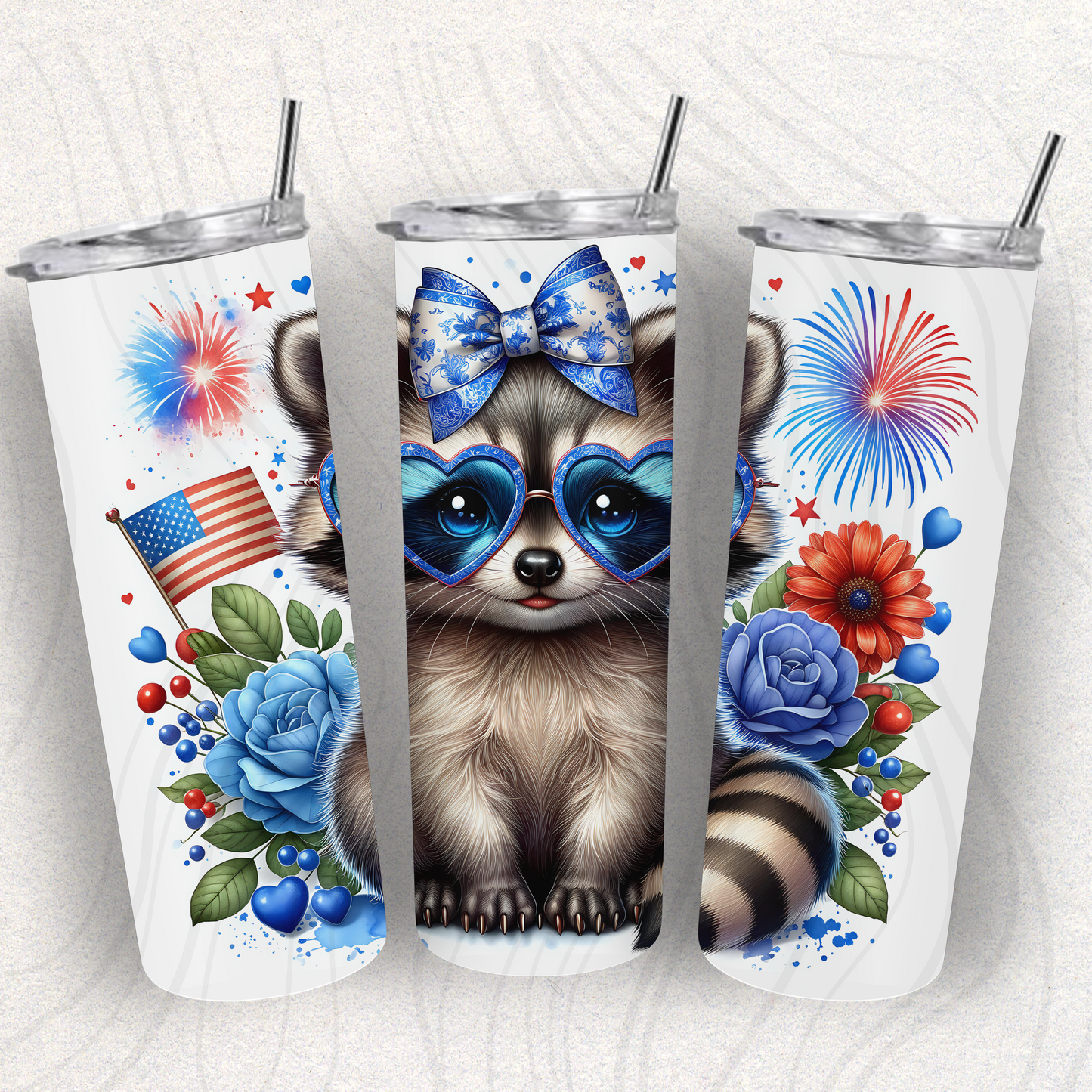 Patriotic Raccoon Tumbler Wrap Transfer
