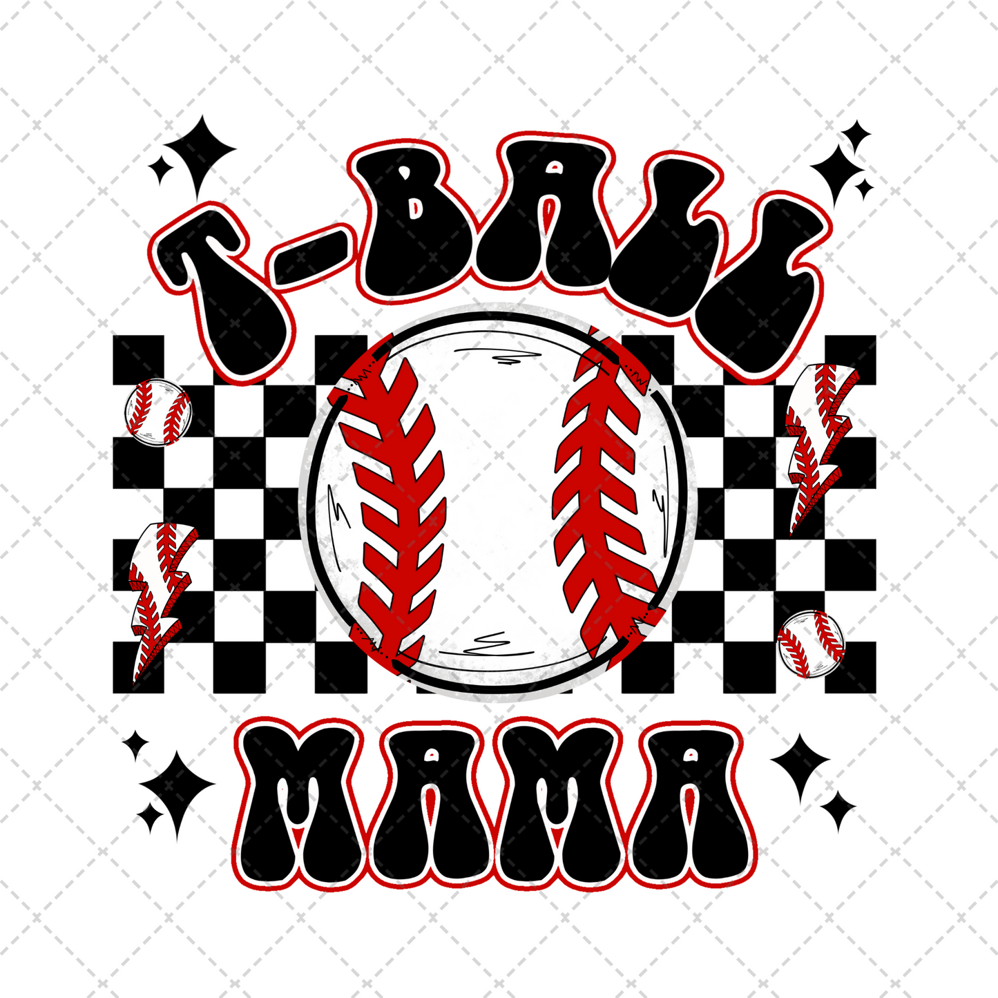 Tball Mama Checkered Transfer