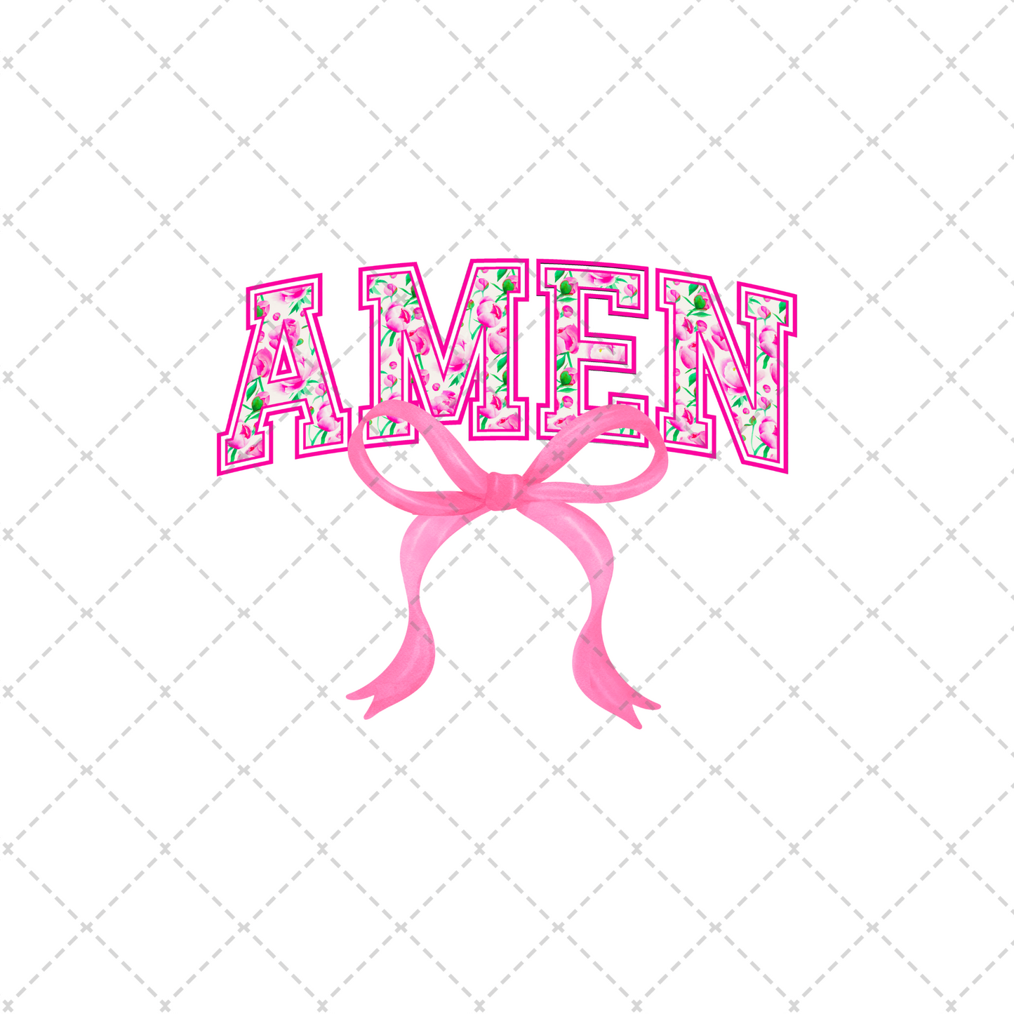 Pink Floral Amen Coquette Transfer