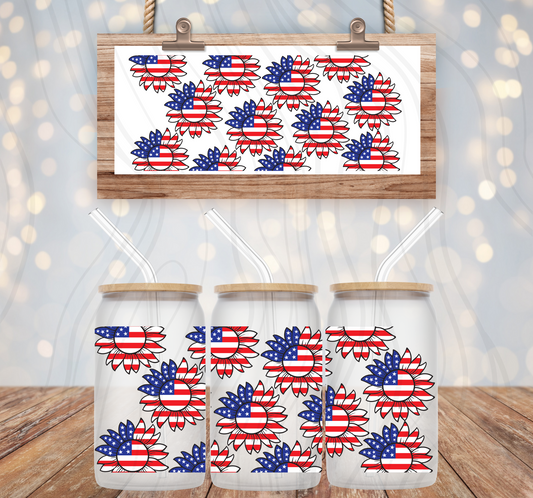 4th Of July Sunflower 16oz Libbey Wrap