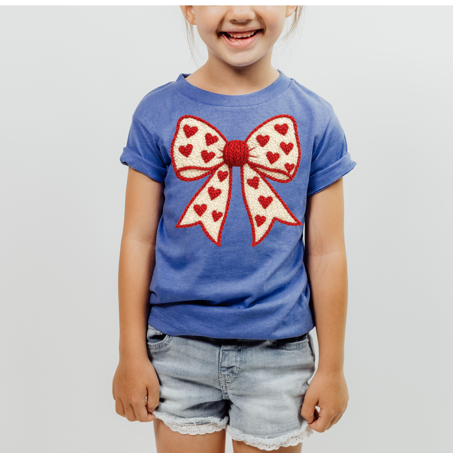 Heart Bow Faux Yarn Transfer