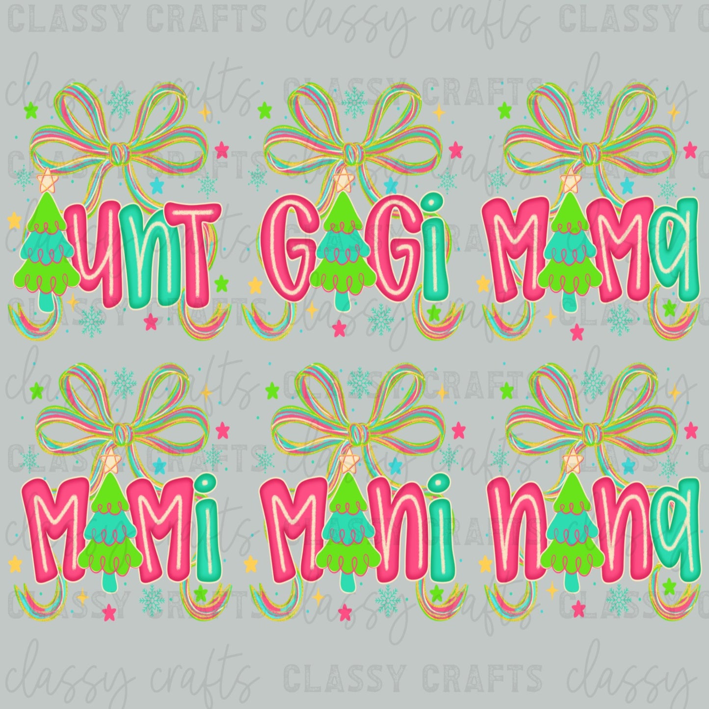 Coquette Christmas Names 30x24 - PREMADE GANG SHEET