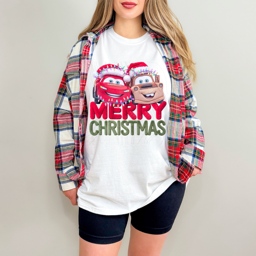 Lightening Car Christmas Transfer