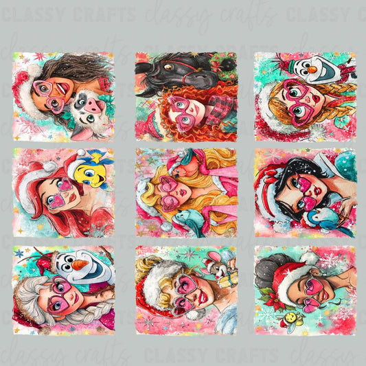 Youth Princess Watercolor Christmas -  PREMADE GANG SHEET