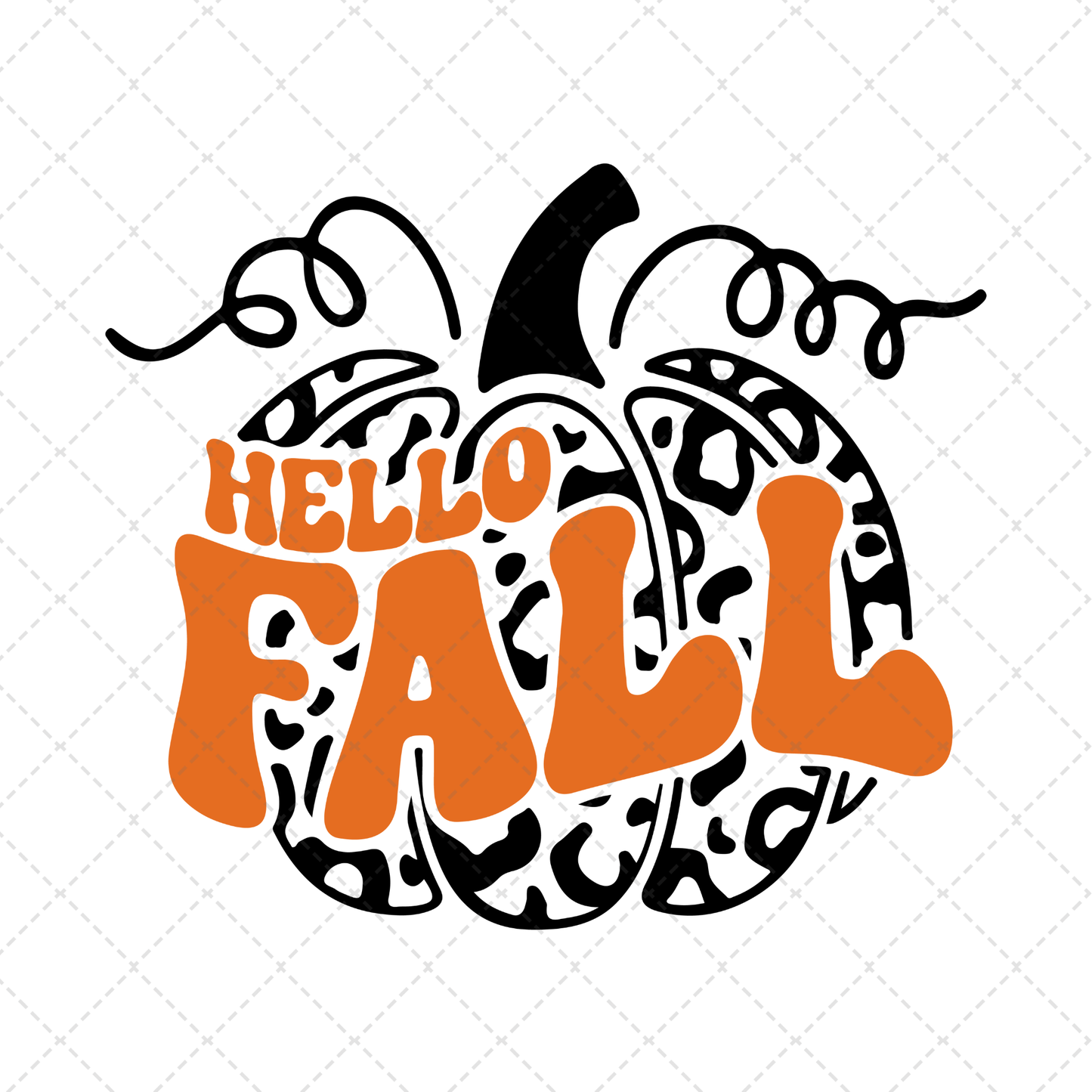 Hello Fall Leopard Pumpkin Transfer