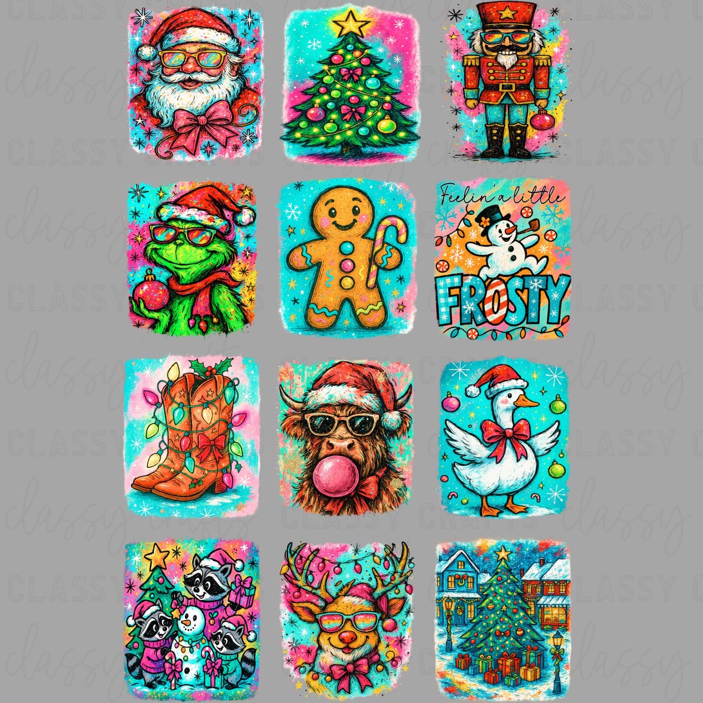 Watercolor Christmas 30x48 - PREMADE GANG SHEET