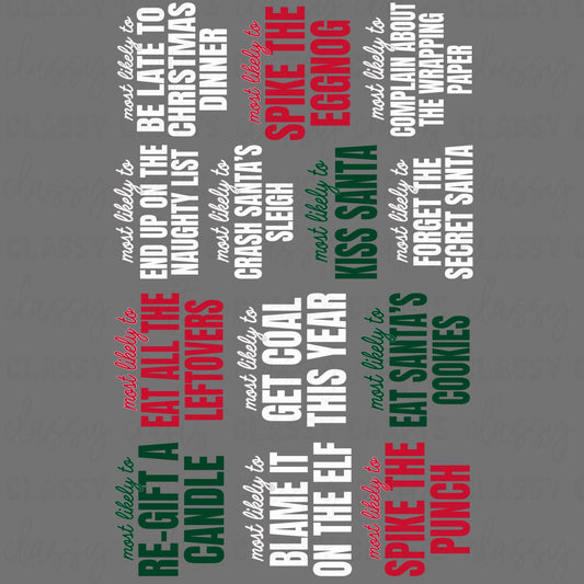 Most Likely To Family Christmas 30x48 - PREMADE GANG SHEET