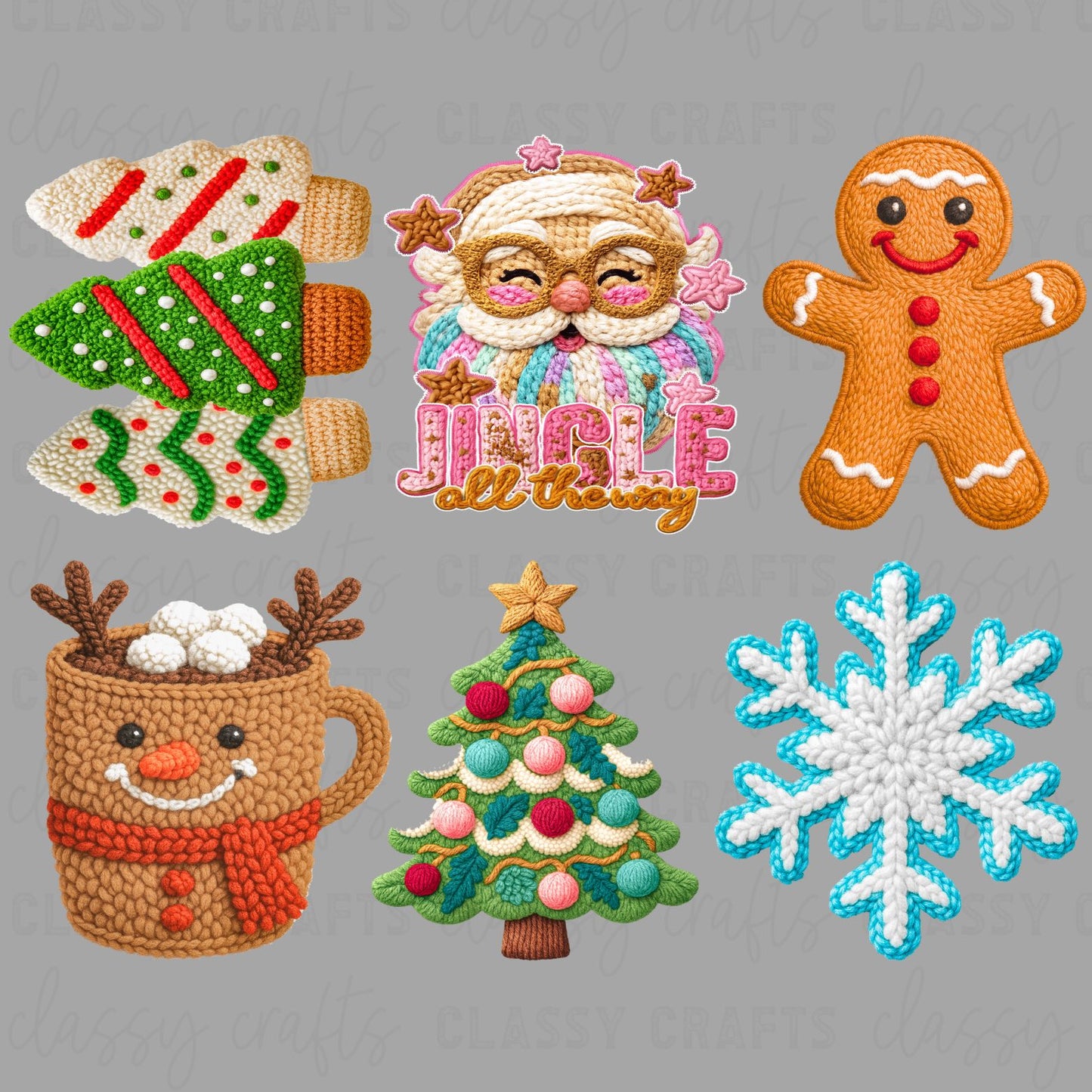 Faux Yarn Jingle All The Way 30x24 - PREMADE GANG SHEET