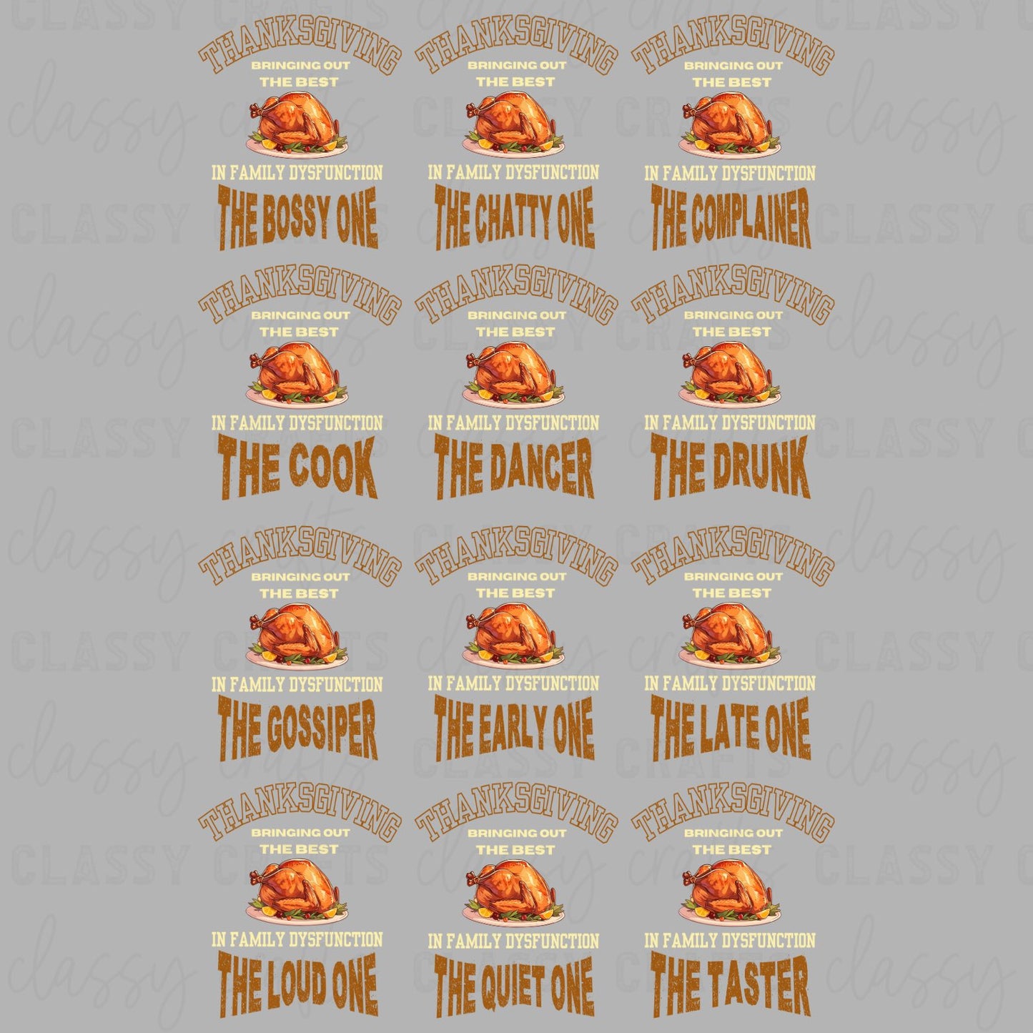 Thanksgiving Family Dysfunction 30x48 - PREMADE GANG SHEET