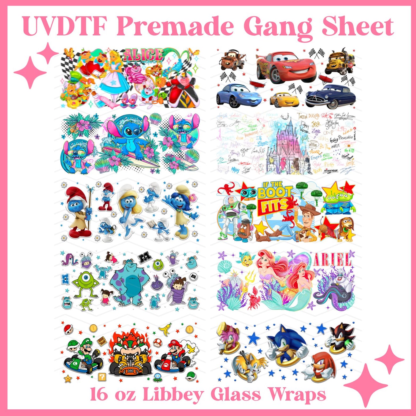 If The Boots Fits  -  UVDTF 16oz Libbey Glass Wraps - 22x24 - UVDTF PREMADE GANG SHEET (Copy) (Copy)