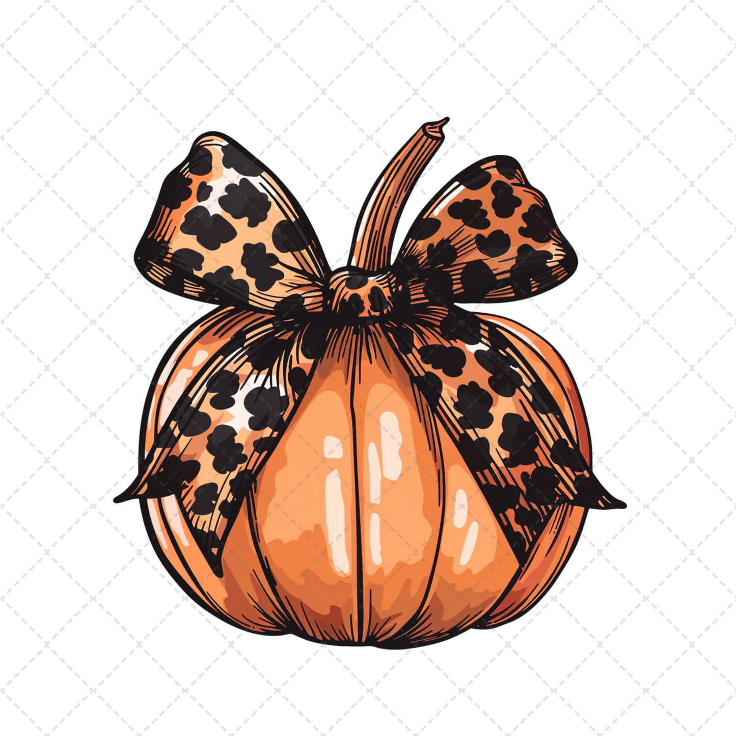 Pumpkin With Leopard Bow Transfer