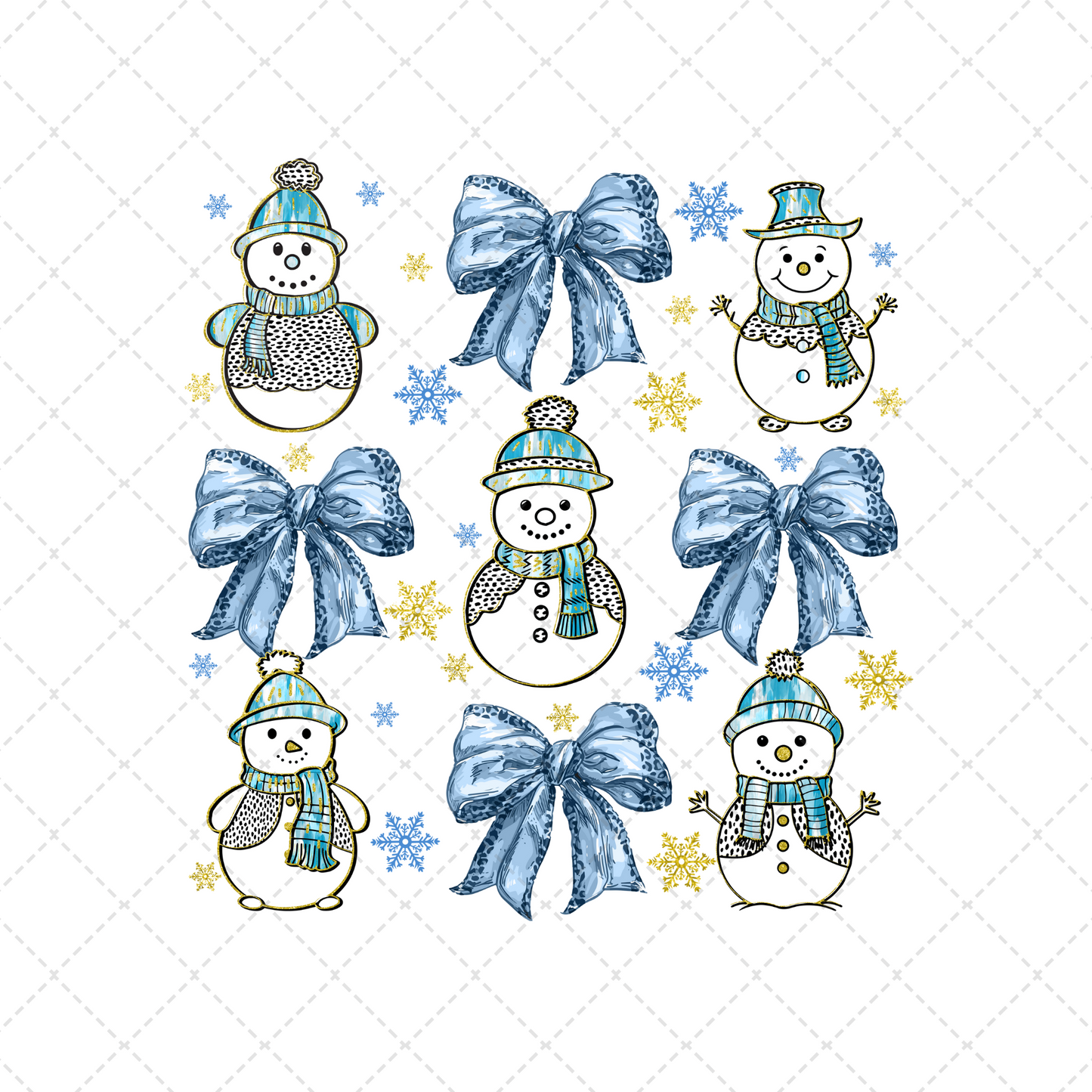 Coquette Bow Snowman Transfer