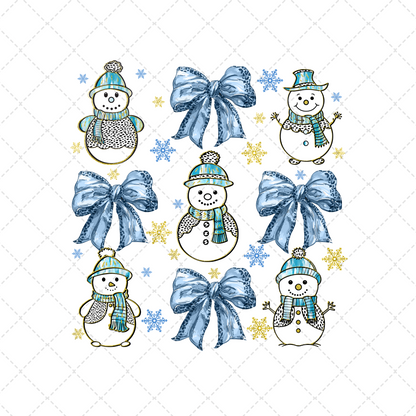 Coquette Bow Snowman Transfer
