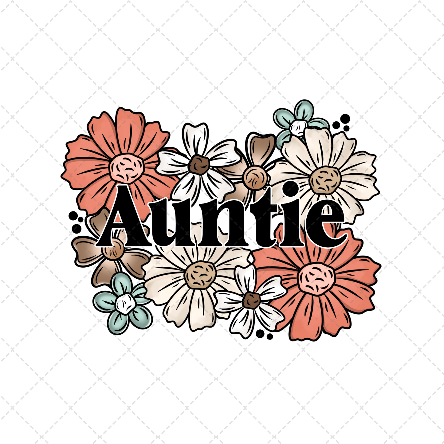 Auntie Floral Transfer ** TWO PART* SOLD SEPARATELY**