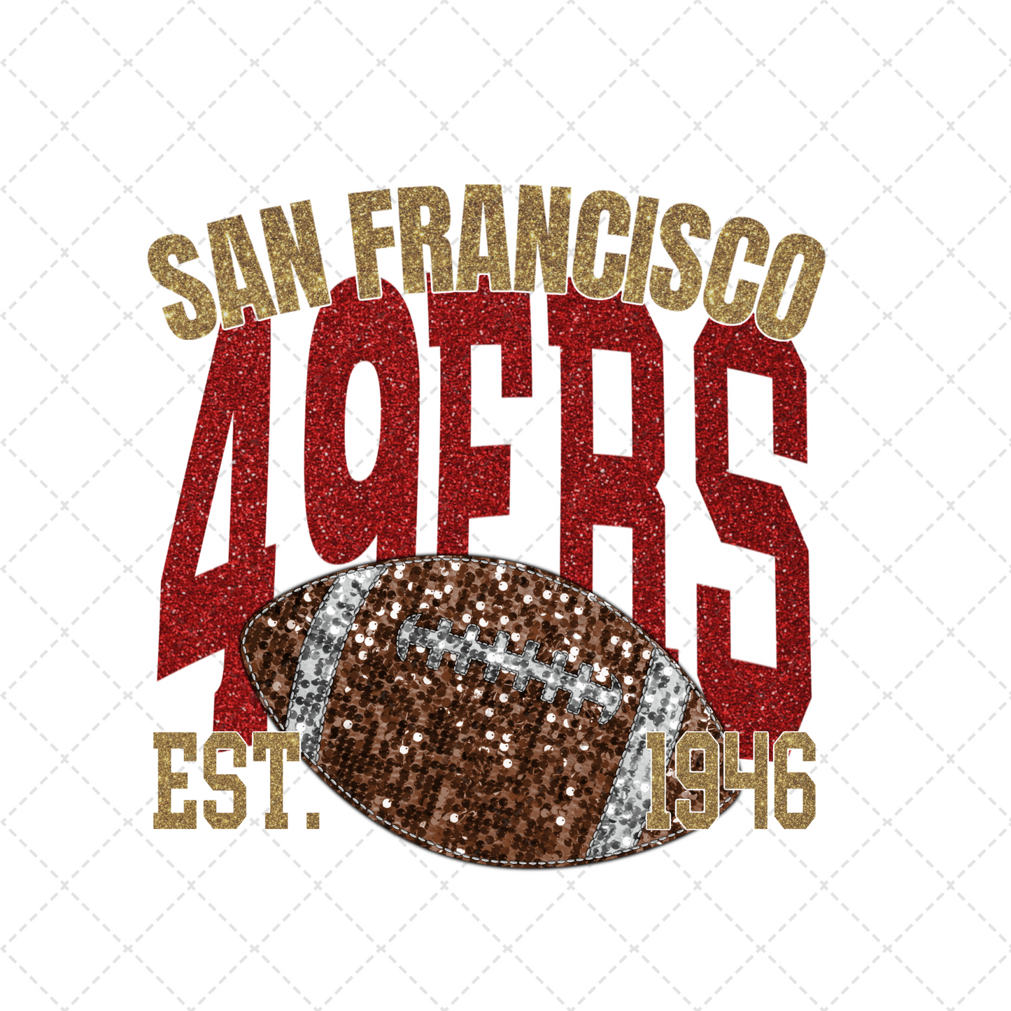 SF4 Faux Glitter Football Transfer