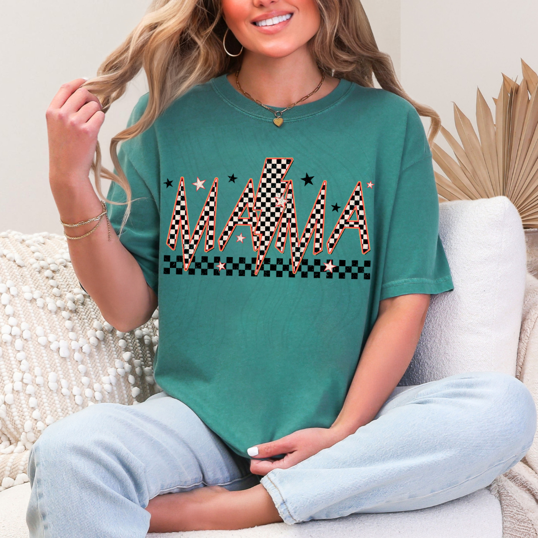 Retro Mama Checkered Transfer