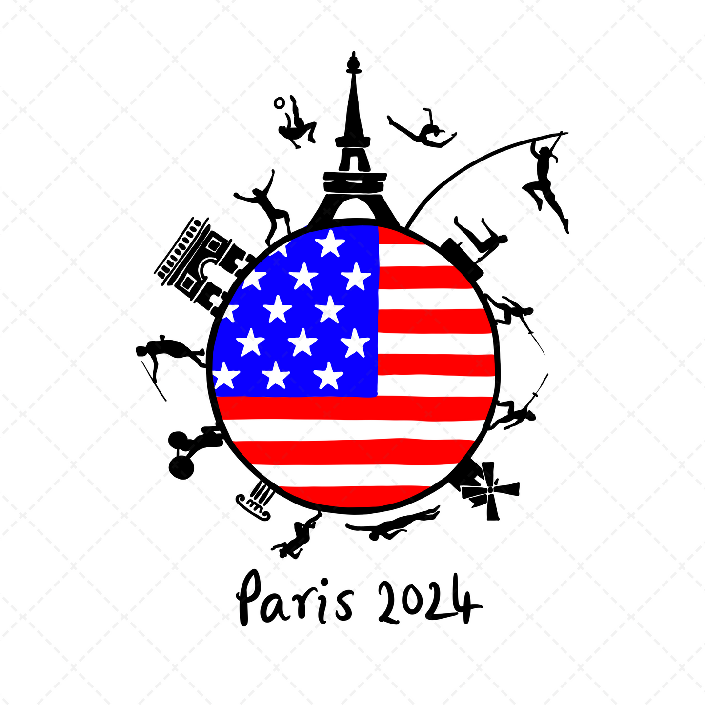 American Flag Paris Transfer