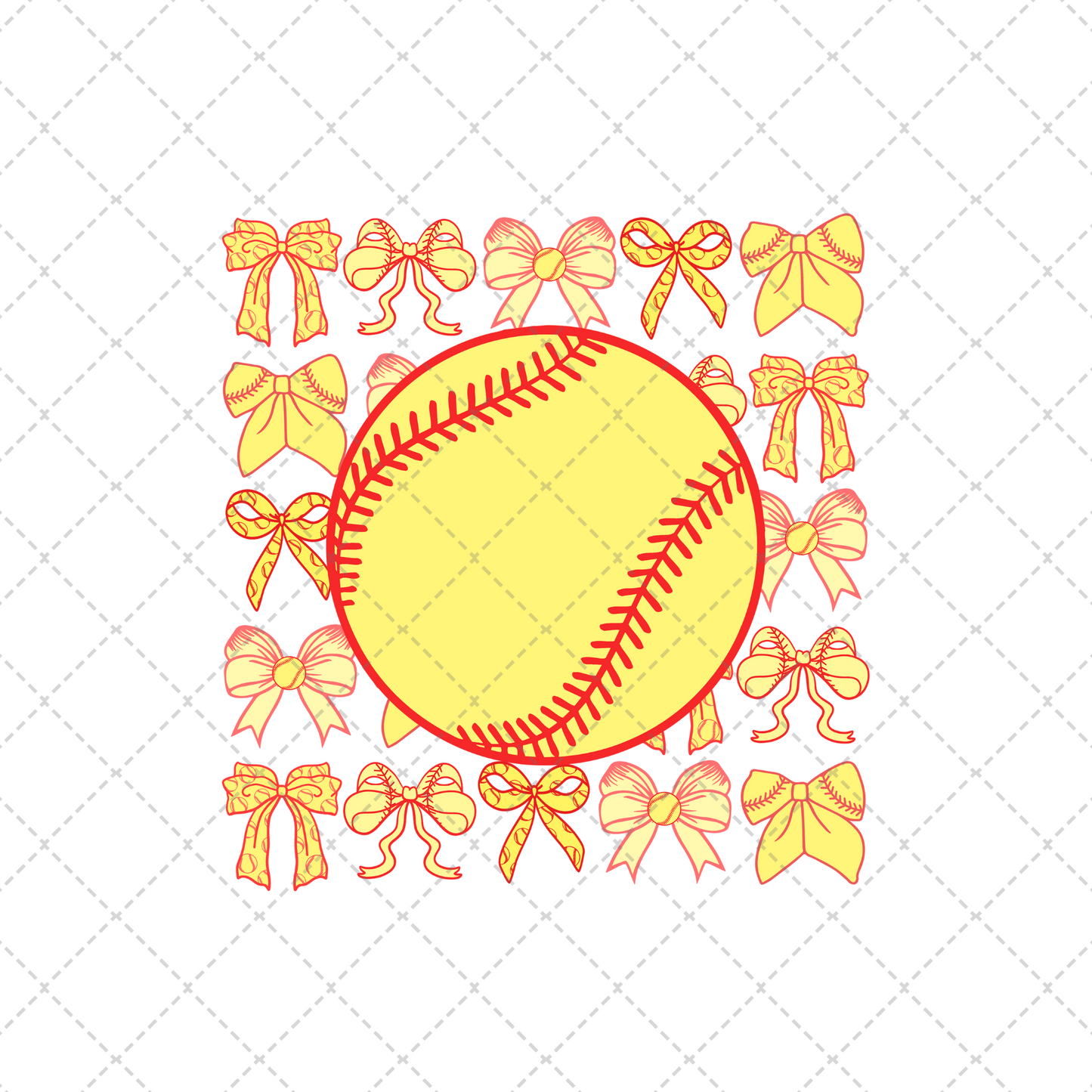 Softball Coquette Bows Transfer