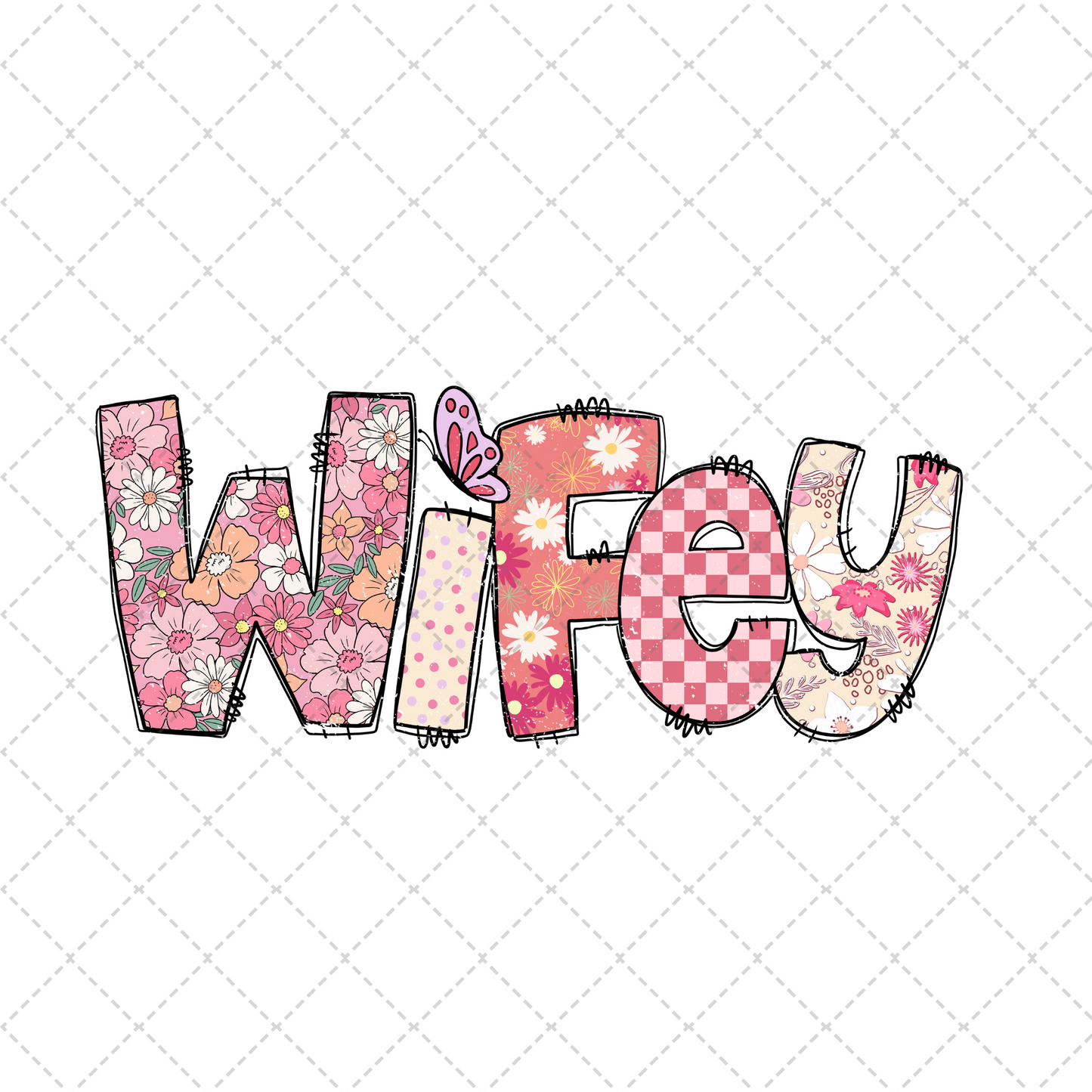 Pink Floral Wifey Transfer