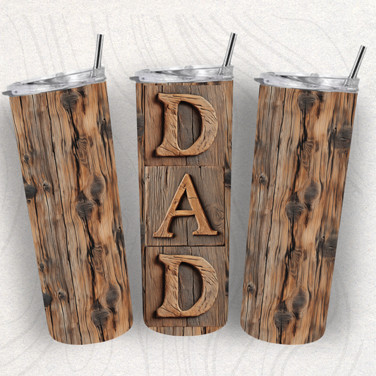 Wood Dad Tumbler Wrap Transfer