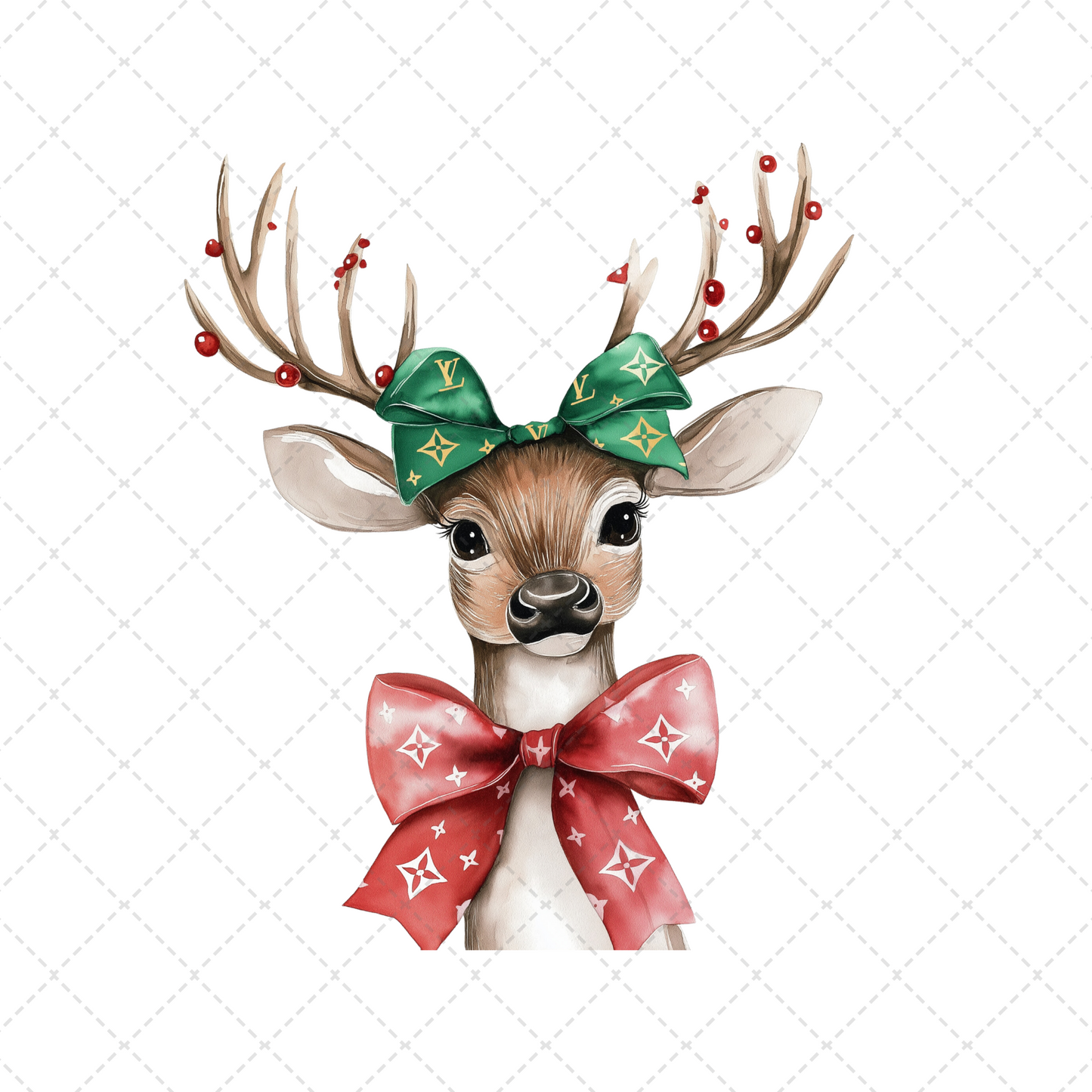 Preppy Reindeer With Bow Transfer