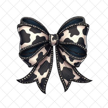 Girly Western Black Cow Bow Transfer