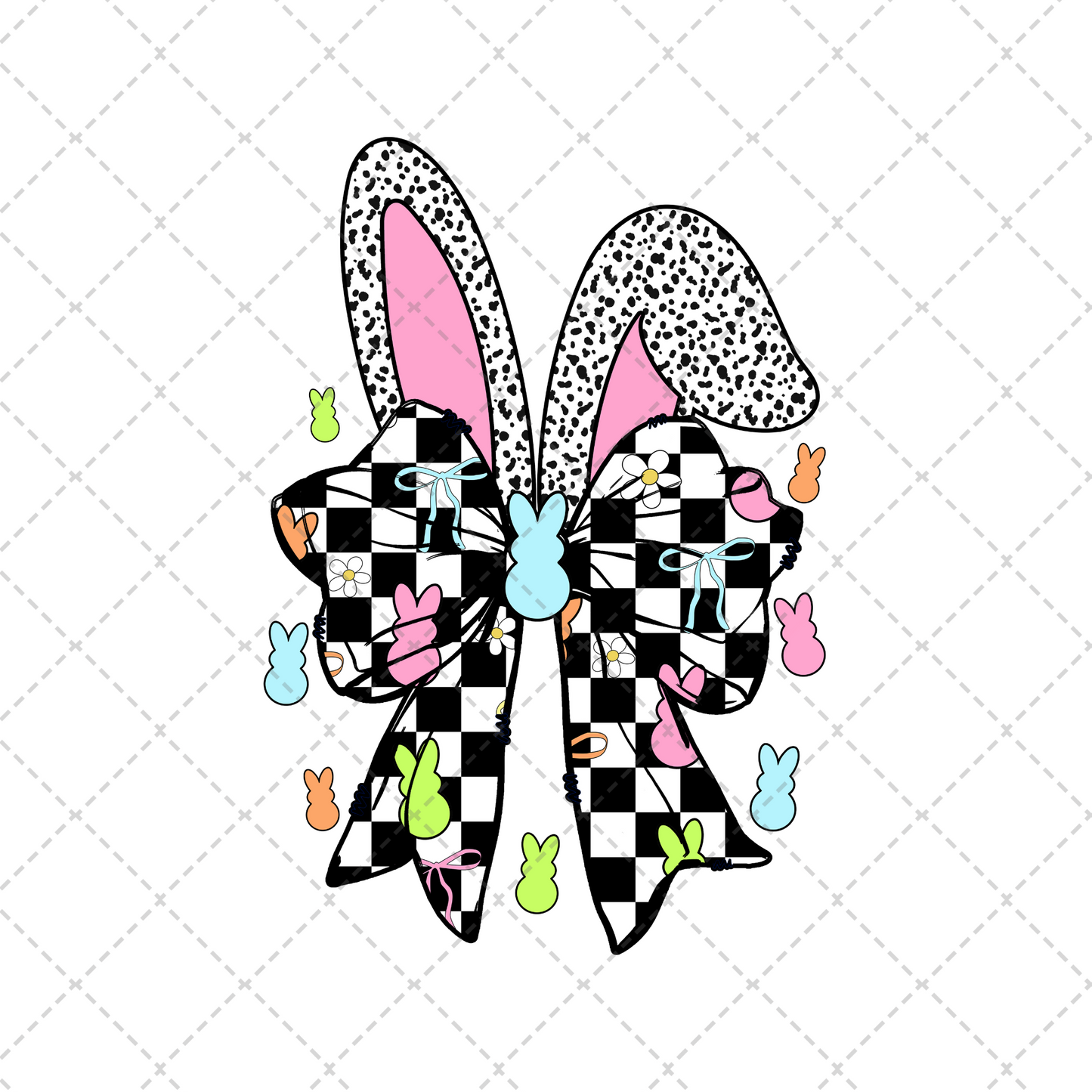 Retro Checkered Easter Bow Transfer