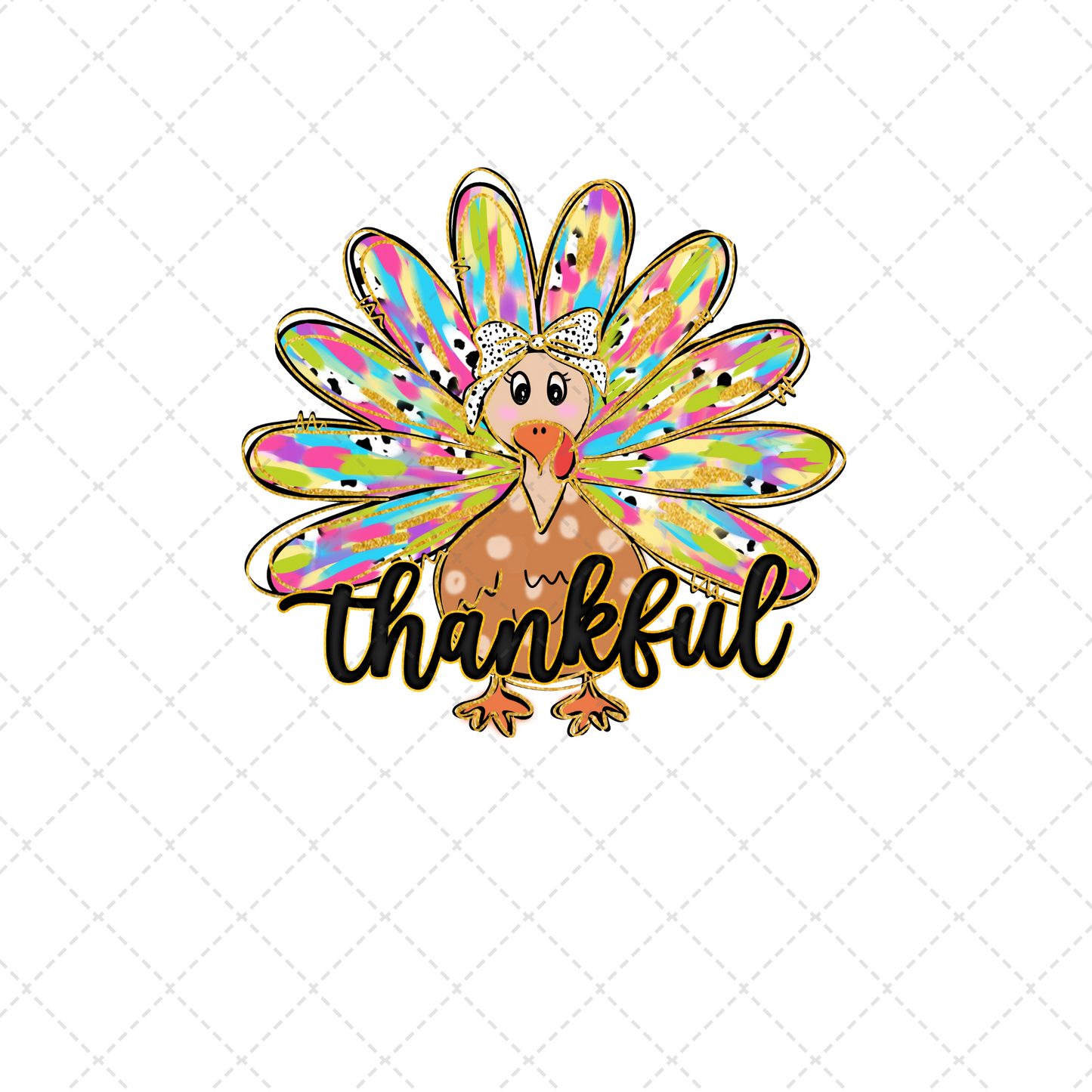 Brush Stroke Thankful Turkey Transfer