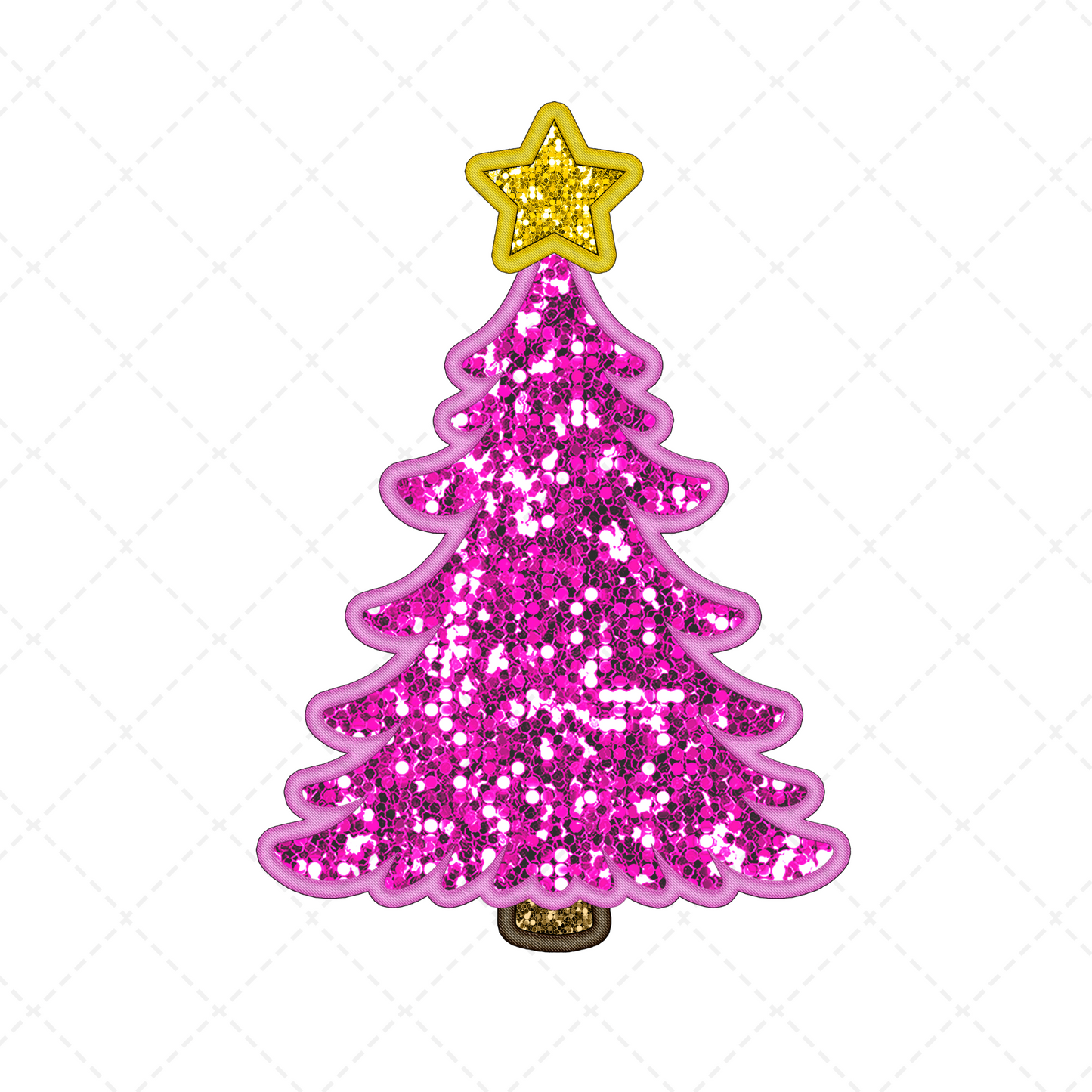 Pink Christmas Tree Sequin Transfer