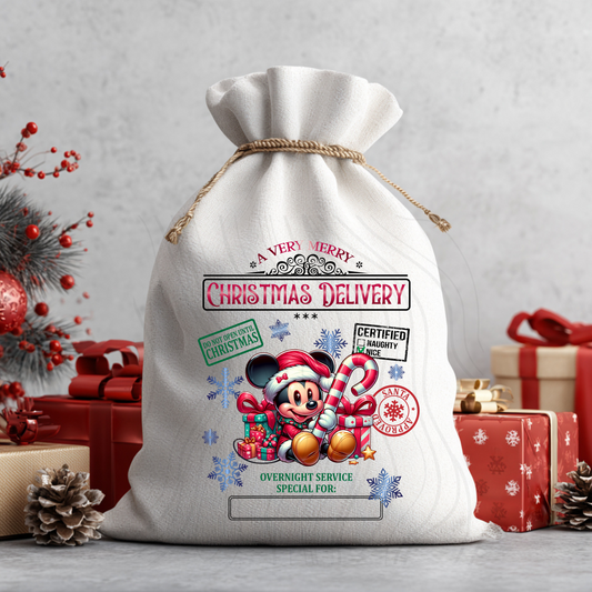 Boy Mouse Santa Sack Transfer