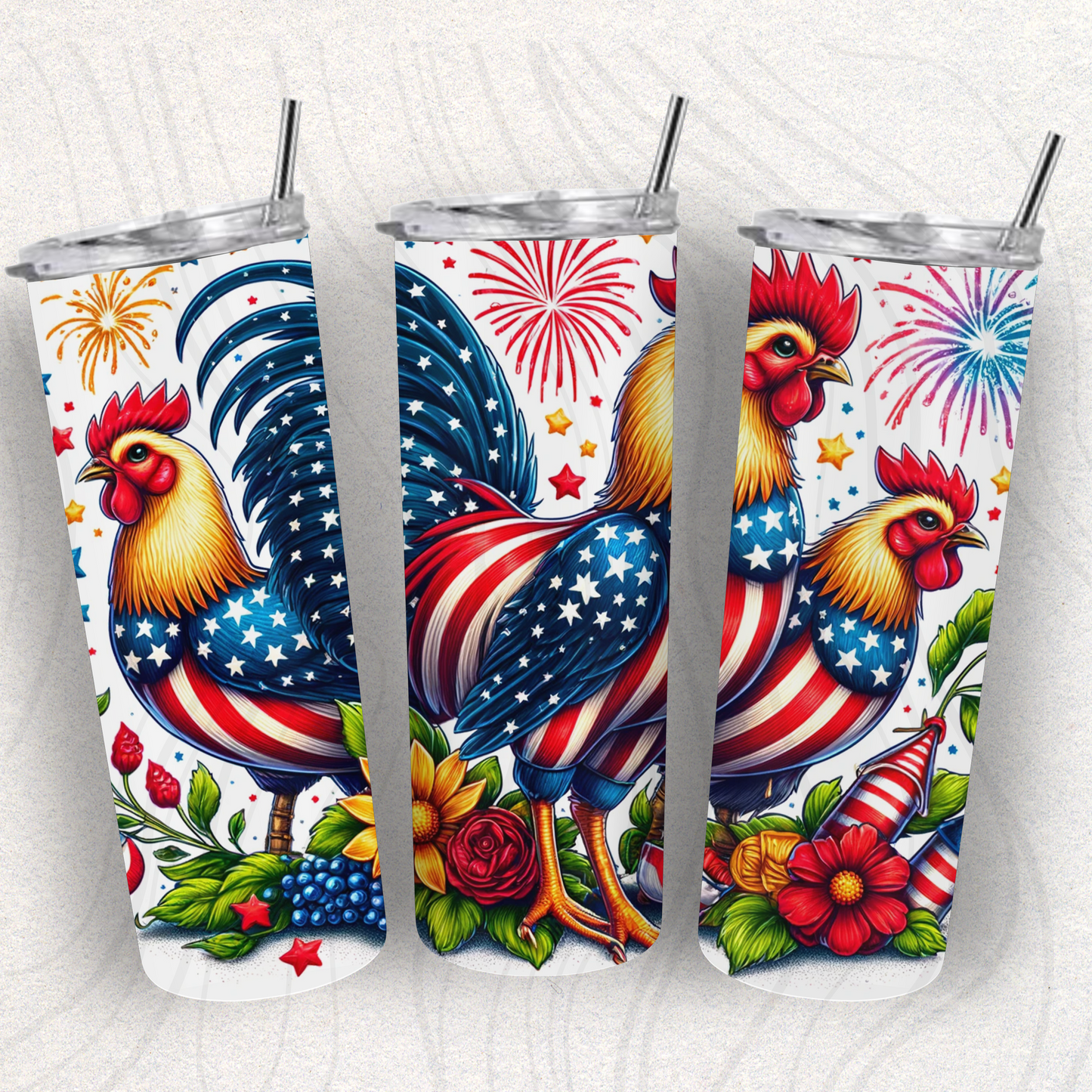 4th Of July Chicken Tumbler Wrap Transfer
