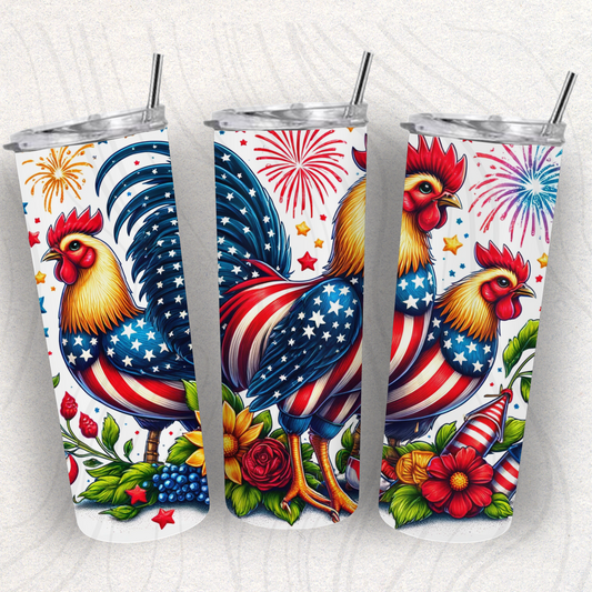 4th Of July Chicken Tumbler Wrap Transfer