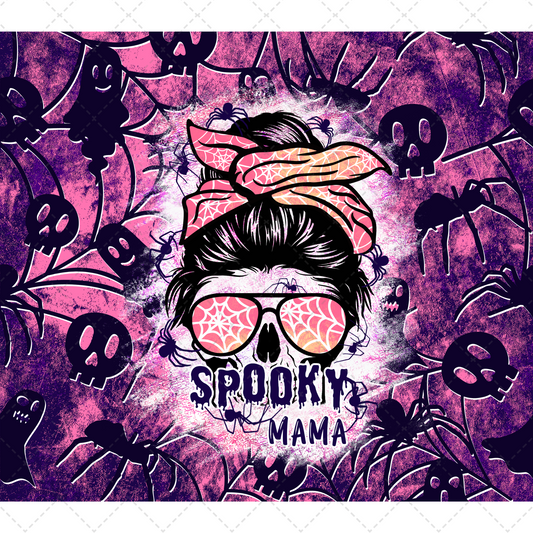 Purple Spider Spooky Mama Pink Tumbler- Sublimation Transfer