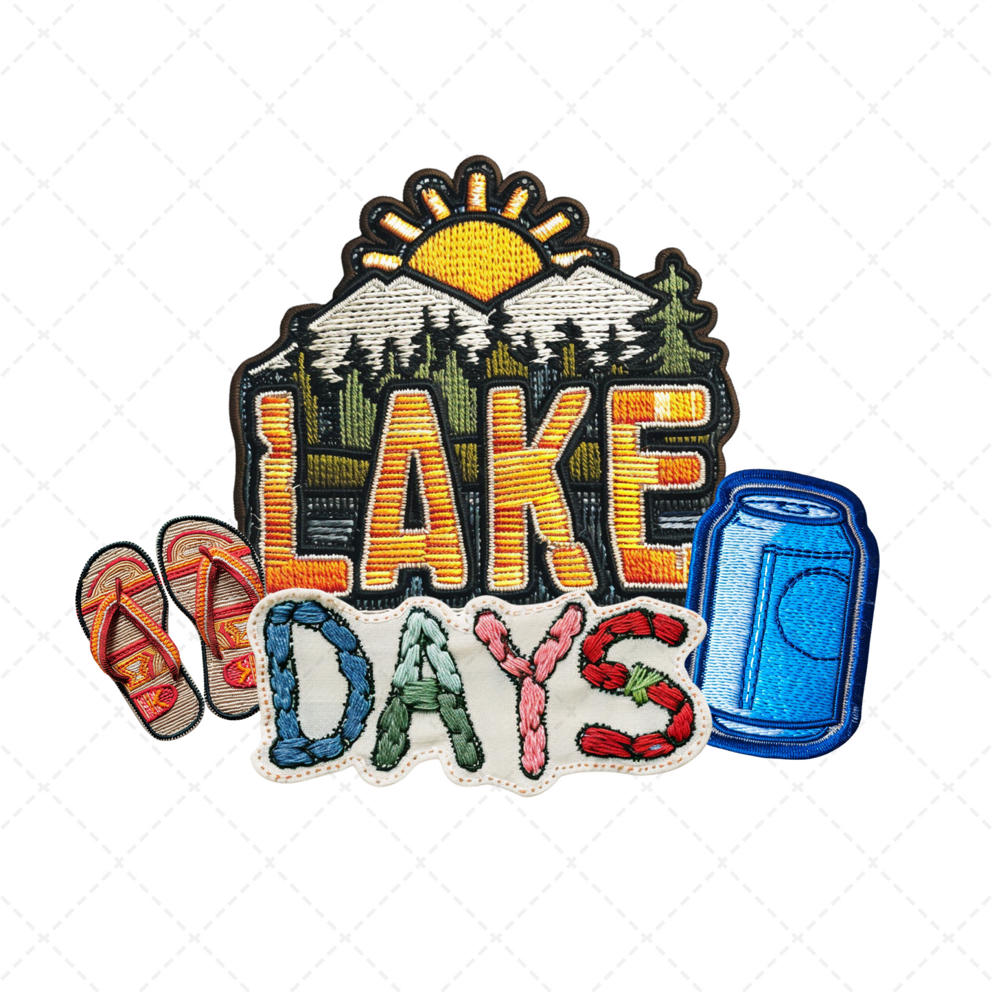 Lake Days Faux Embroidery Transfer