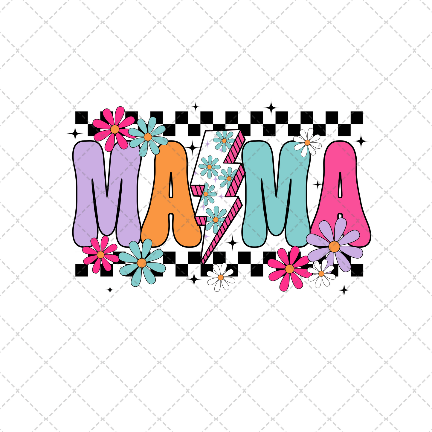 Retro Checkered Mama Transfer