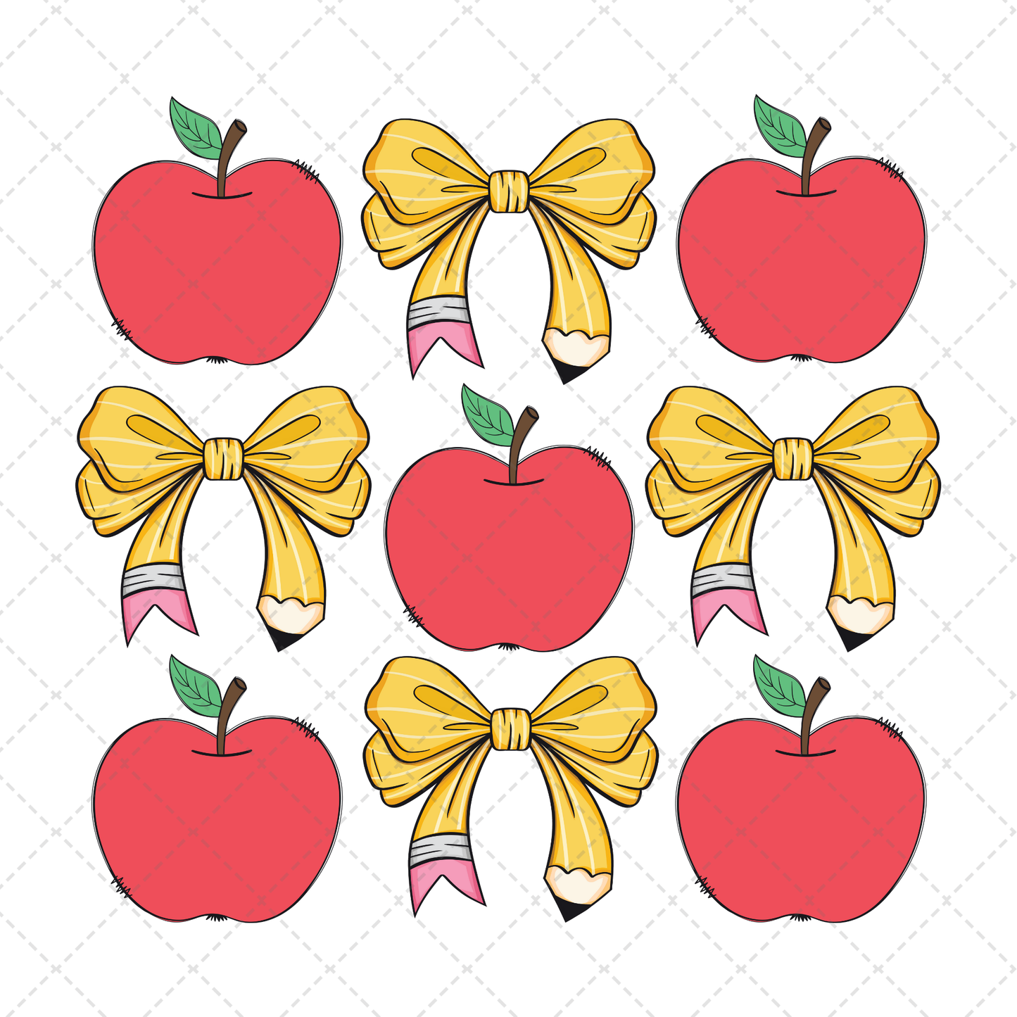 Apple Coquette Pecil Bow Transfer