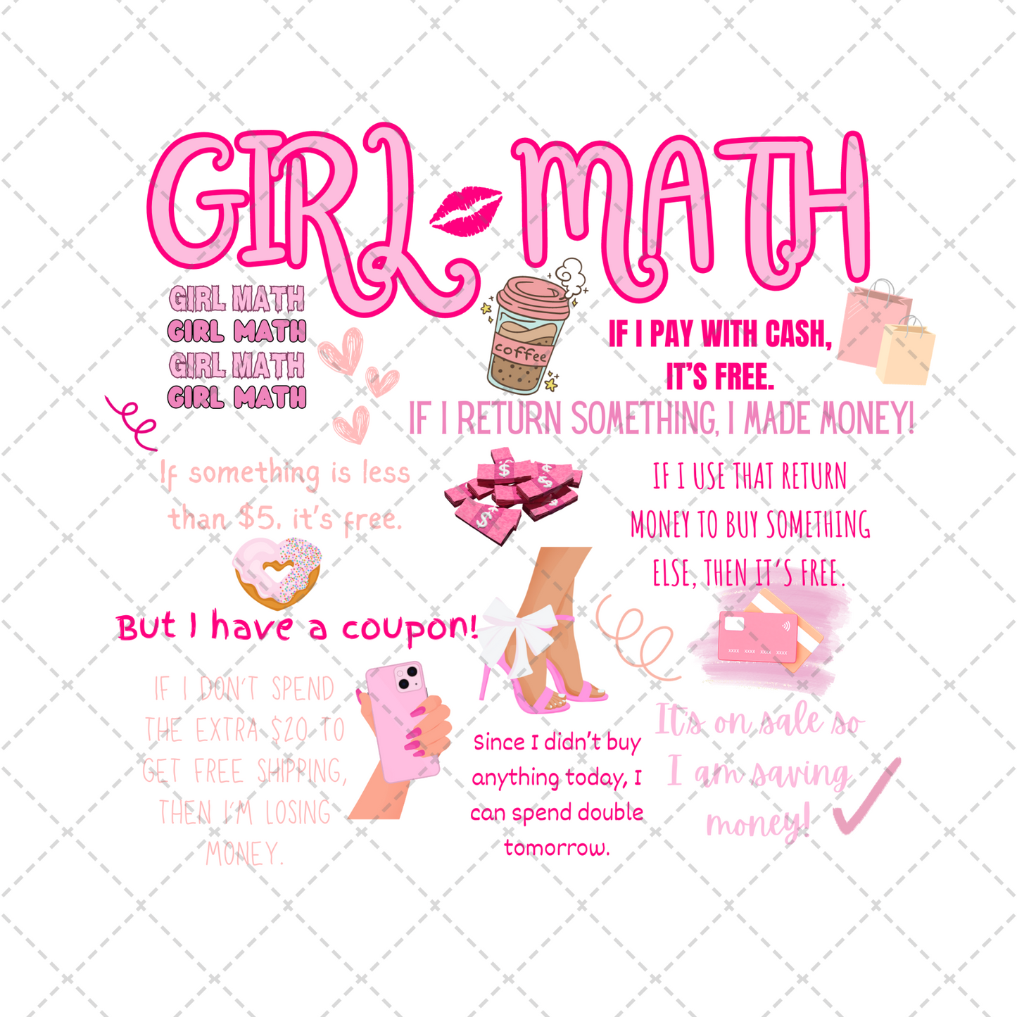 Girl Math Pink Transfer