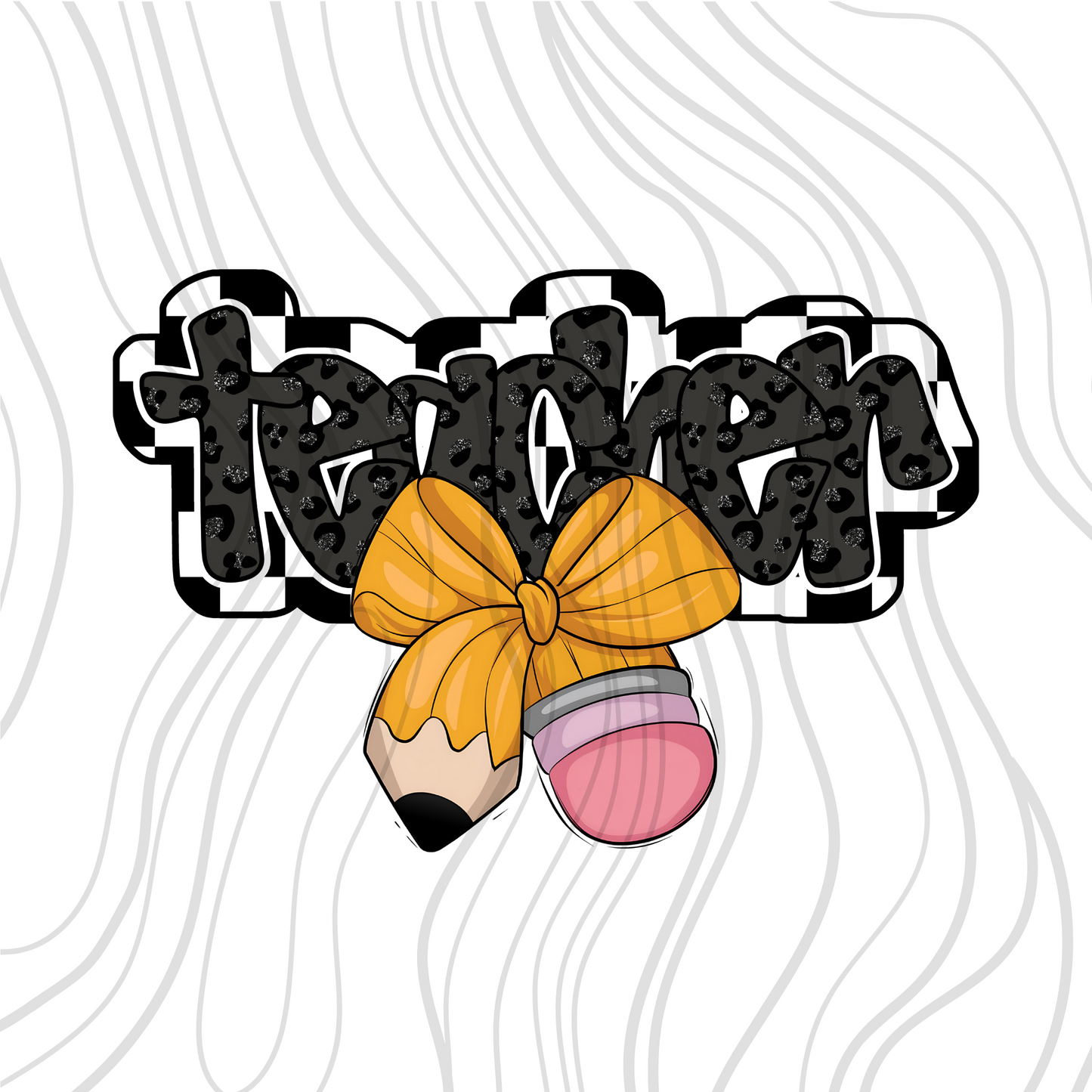 Teacher Pencil Coquette Transfer