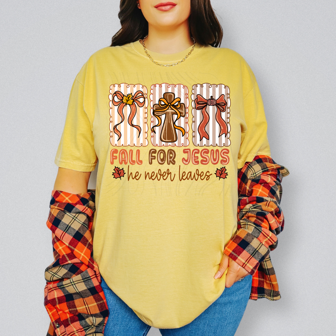 Fall For Jesus Cross Coquette Transfer