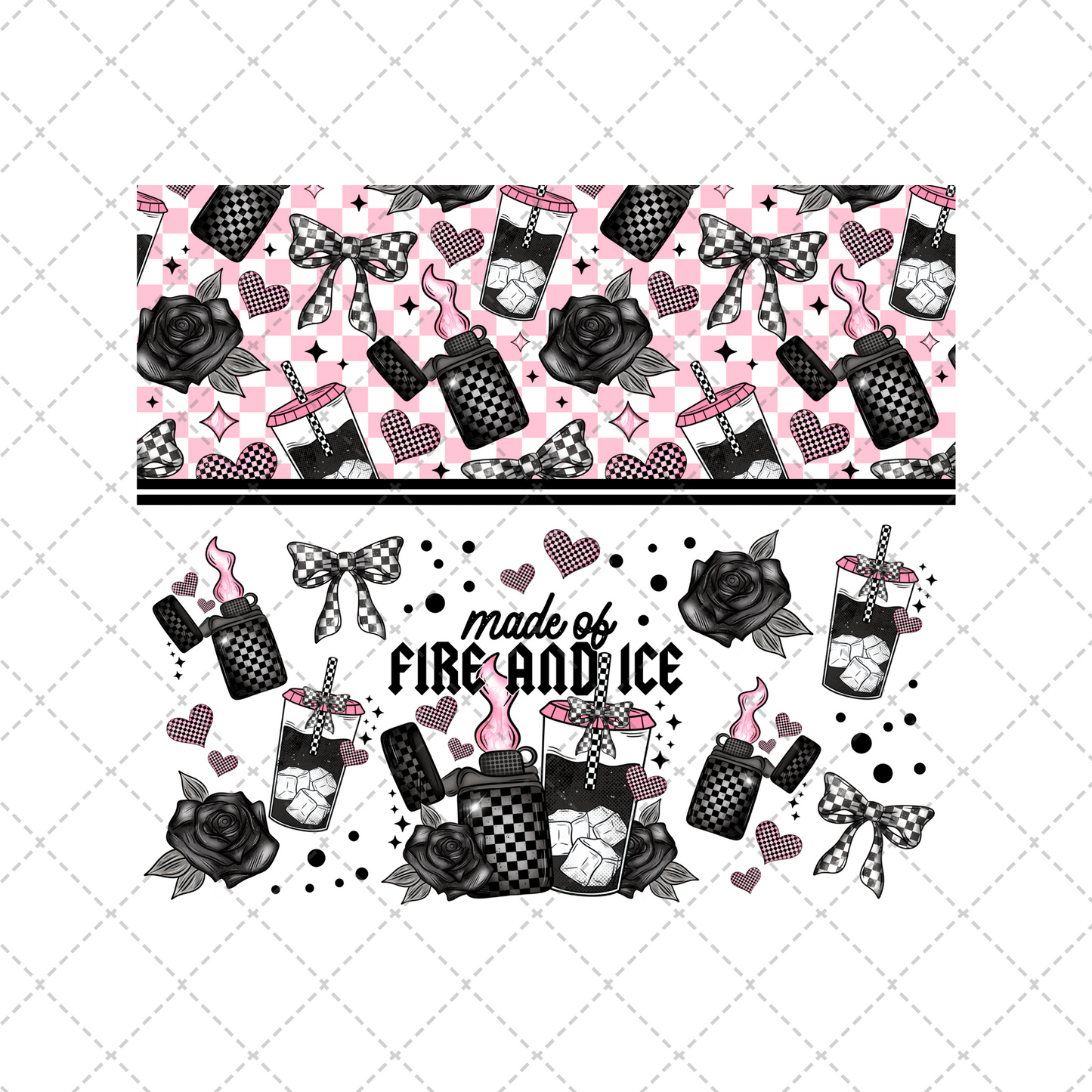 Fire & Ice Pink Tumbler Wrap - Sublimation Transfer
