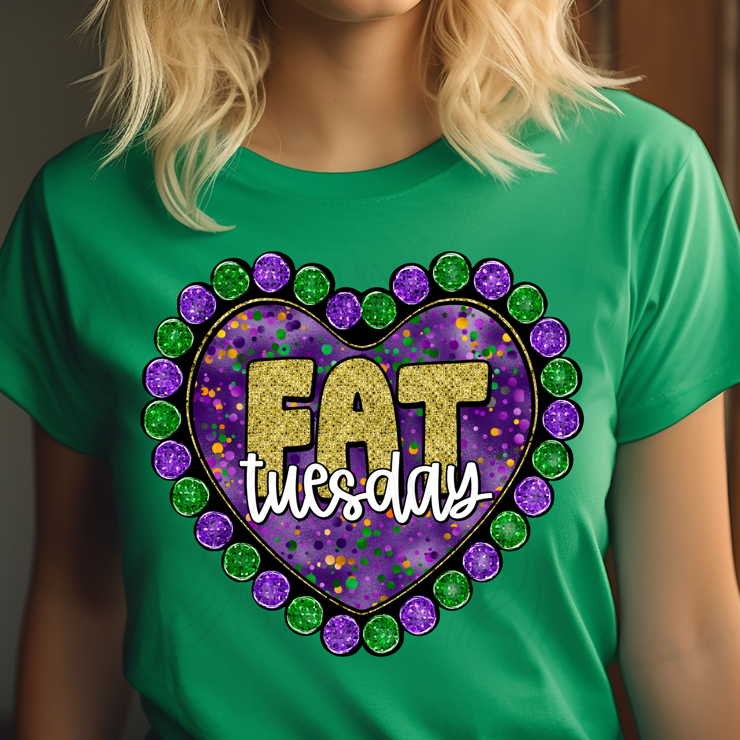 Mardi Gras Heart Transfer**SOLD SEPARATELY**